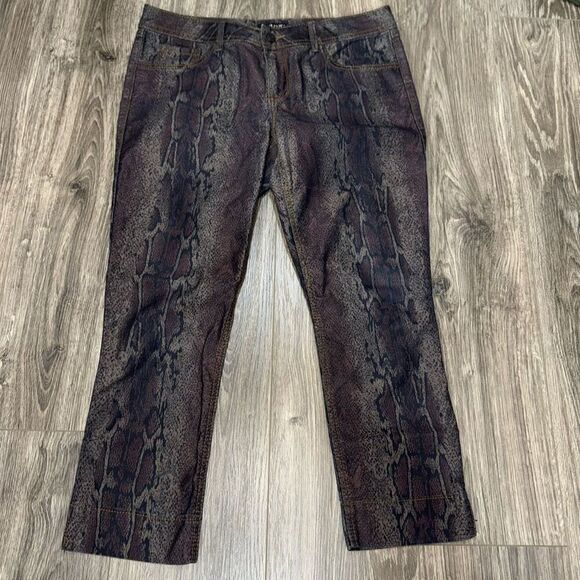 A.n.a Dark Rainbow Snakeskin Skinny Crop Jeans Size 12 Petite - Picture 1 of 6